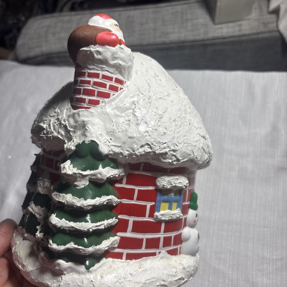 🎅Vintage  Ceramic Santa Christmas House Snowman- canister 1984 - Picture 12 of 12